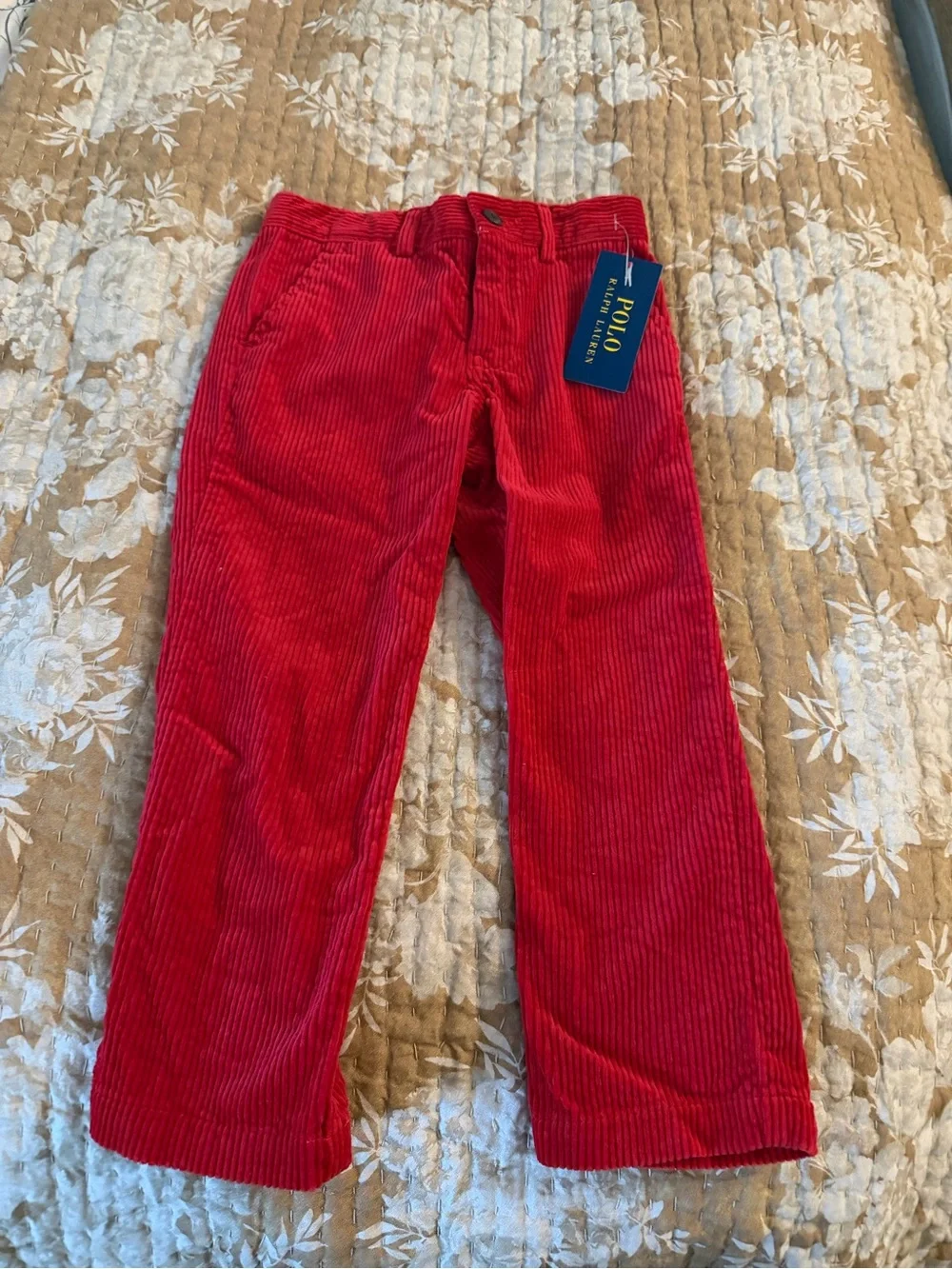 Ralph Lauren Red Corduroy Trousers with Branded Tag